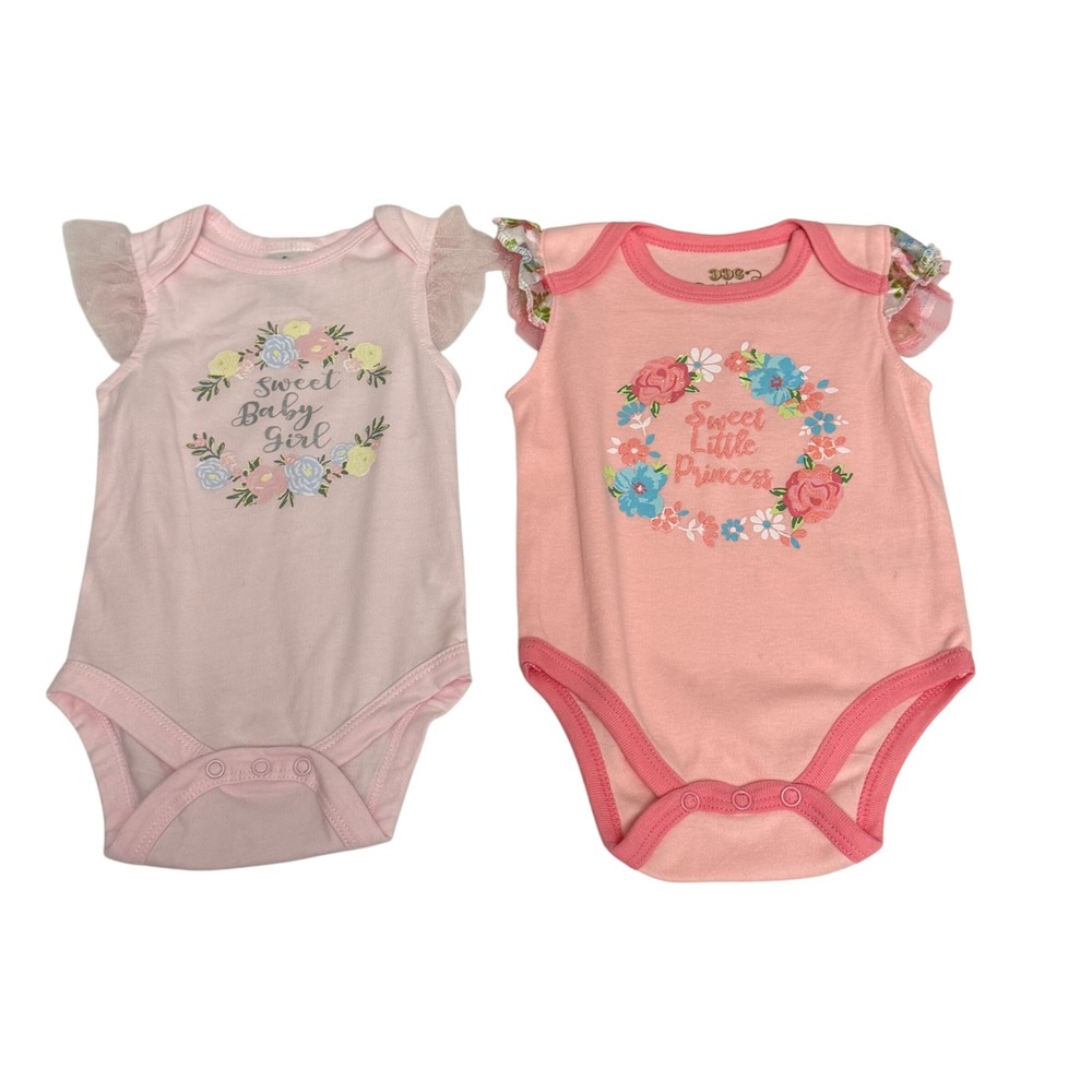 Cutie‎ Pie DDG Darlings Baby Girls Pink Flutter Sleeve Bodysuits 3-6M Floral